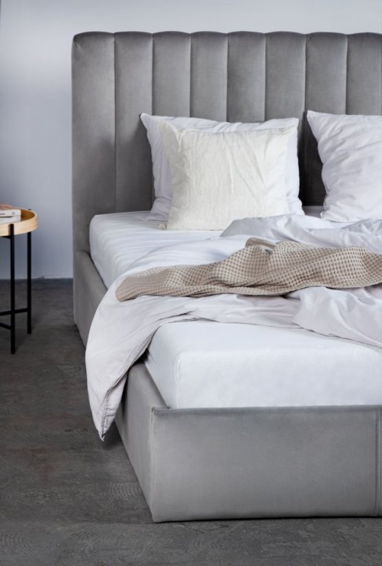 Čalouněná postel MAGGIE šedá/kovový rám 160x200