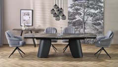 Rozkládací jídelní stůl FORUM 180(260)x90 černý mramor/černý