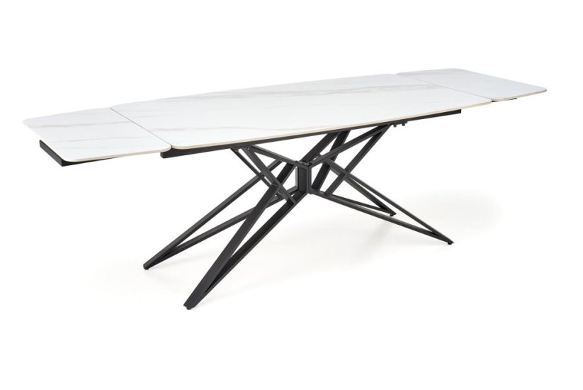Rozkladací jedálenský stôl ALFREDO 160(240)x91 biely mramor/čierna