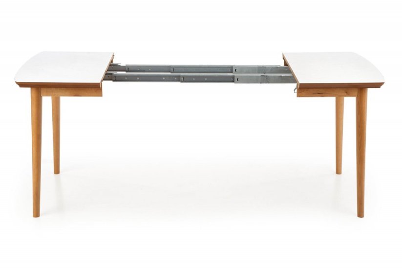 Rozkladací jedálenský stôl BARRET 90(190)x80 biely mat/dub lefkas