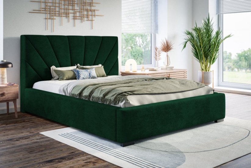 Čalouněná postel BED 9 200x200 tmavě zelená