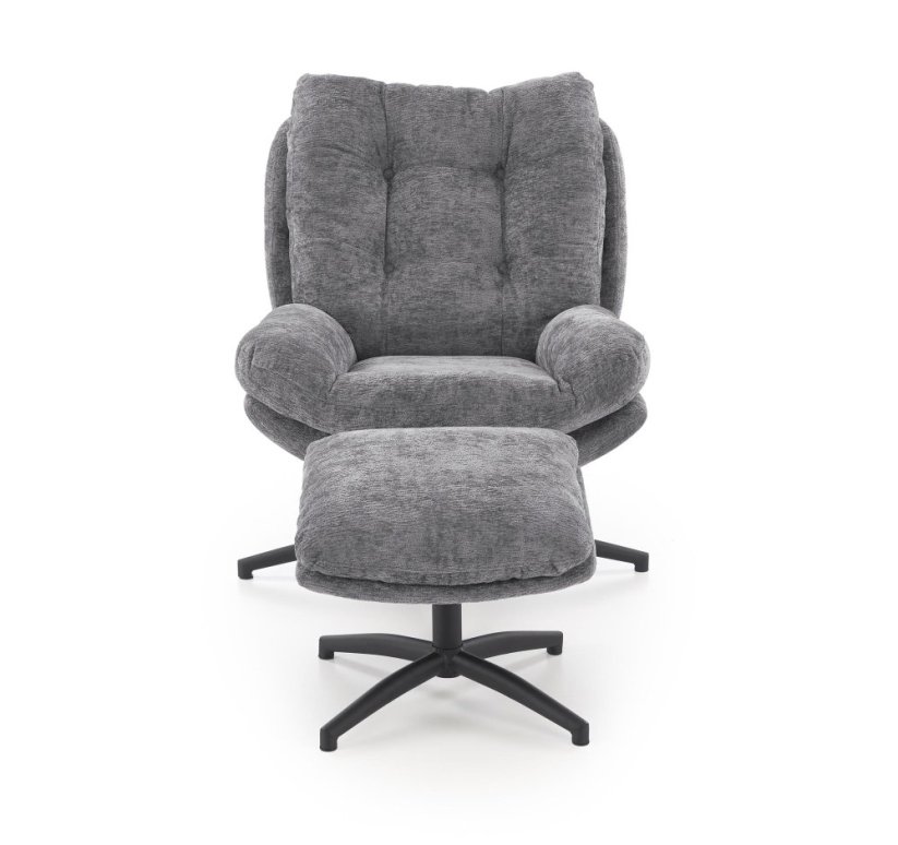 Čalúnené kreslo PESTO s podnožkou sivé