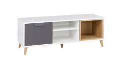 Tv stolek Poker R10 bílá/grafit/dub lefkas/šedá