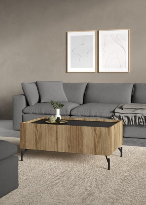 Konferenčný stolík Bertil 203 dub catania/čierny mat