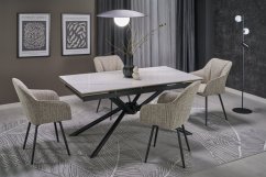 Rozkladací jedálenský stôl VITORINO 160(220)x90 biely mramor/čierna
