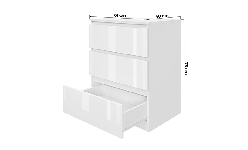 Komoda AVEN 60/3 bílá lesk