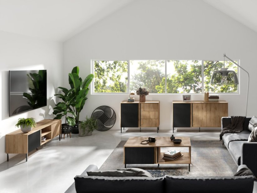 Konferenčný stolík Michel R8 dub/čierne lamely