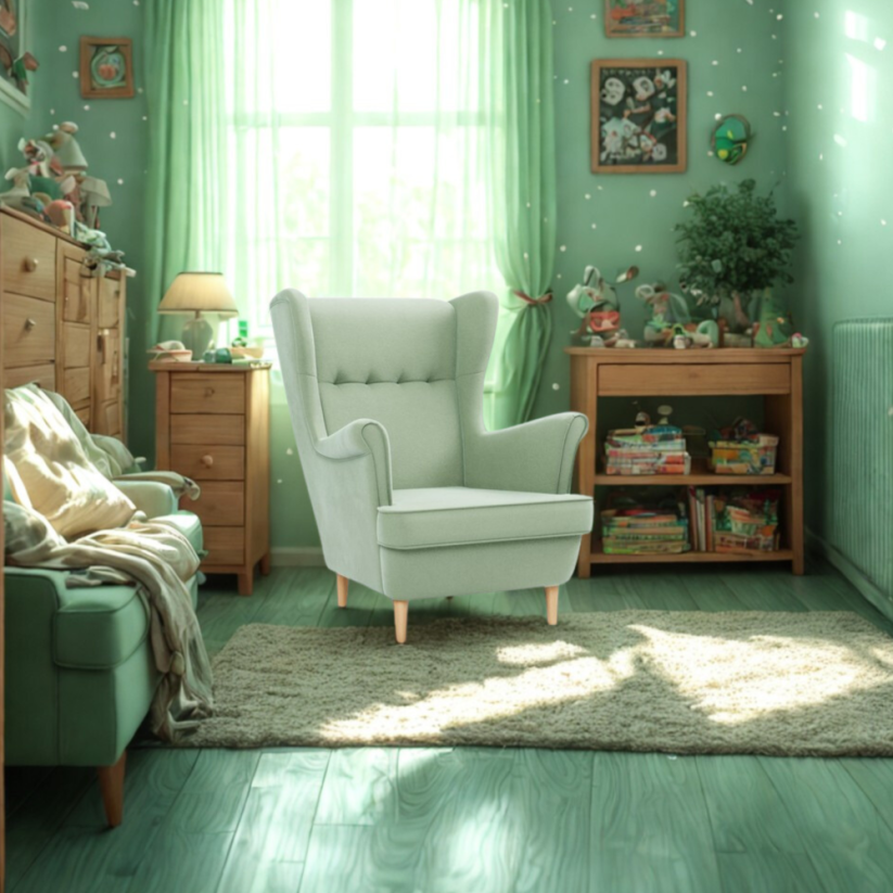 Dětské křeslo / ušák VELO MINI světle zelené