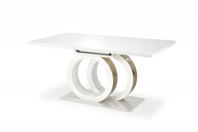 Rozkladací jedálenský stôl GALARDO 160(200)x90 biely/zlatý