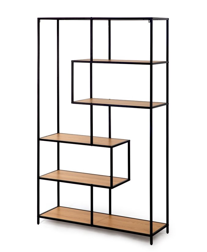 Regálová knihovna ARCANA 400475 přírodní/černá