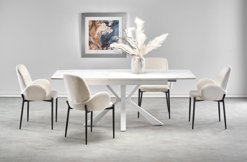 Rozkládací jídelní stůl VIVALDI 160(200)x89 bílý mramor
