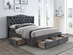 Čalouněná postel ASPEN II se zásuvkami šedá VELVET 160x200