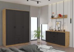 Šatní skříň Flower 180 dub artisan/grafit