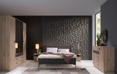Čalouněná postel ALTO s úložným prostorem 160 × 200 cm – antracit / dub Estana