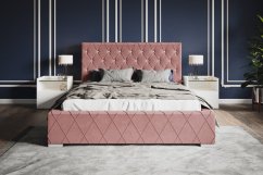 Čalouněná postel BED 4 200x200 růžová
