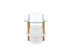 Konferenční stolek DUCAT bílý mramor/sklo/zlatý - výprodej skladu