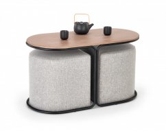 Konferenční stolek s taburety PAMPA ořech/černý