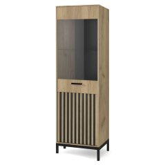 Vitrína LAMINO W-1 dub craft/čierna