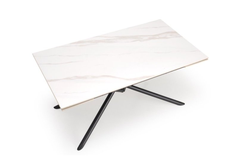Rozkladací jedálenský stôl VITORINO 160(220)x90 biely mramor/čierna