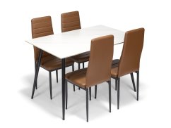 Jedálenský stôl Ceramon 120 biela + 4ks jedálenská stolička TINO hnedá
