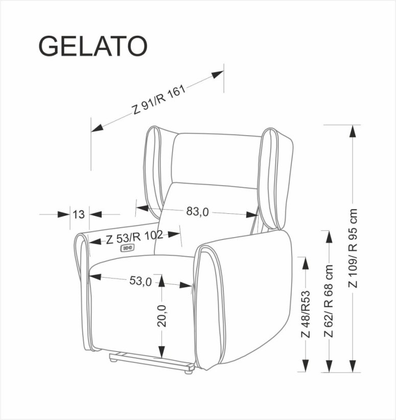 Relaxačné kreslo GELATO sivé
