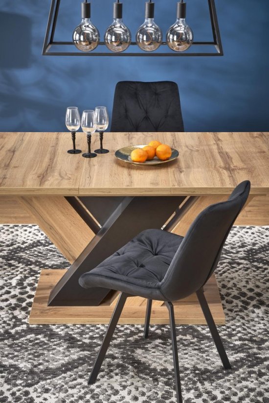 Rozkladací jedálenský stôl BRANDON 160(200)x90 dub wotan/čierny