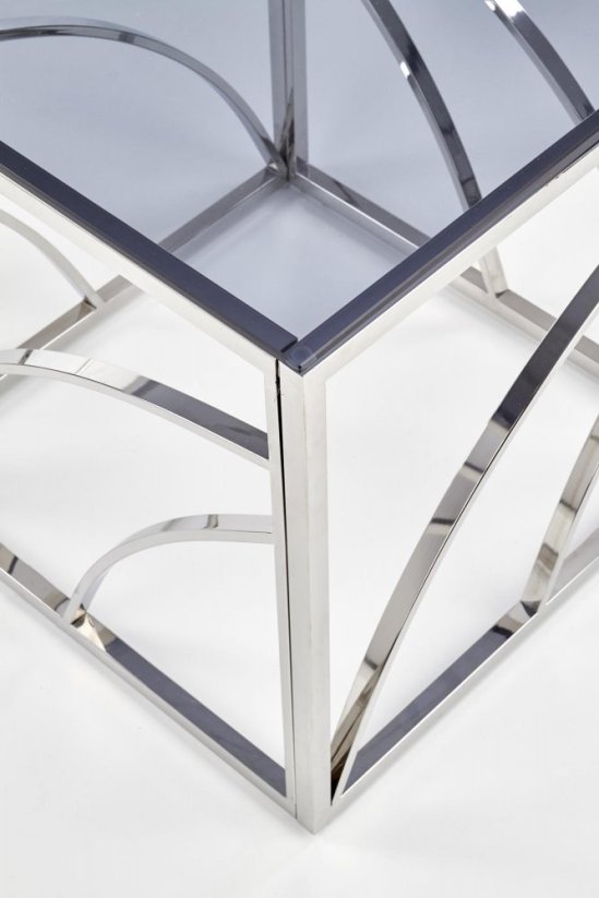 Konferenční stolek UNIVERSE čtverec kouřové sklo/stříbrný