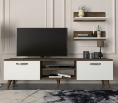 Televízny stolík s policami KORMAT orech/biela