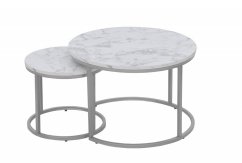 Konferenční stolek PAOLA - sada 2 ks bílý/stříbrný