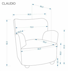Čalúnené relaxačné kreslo CLAUDIO krémové