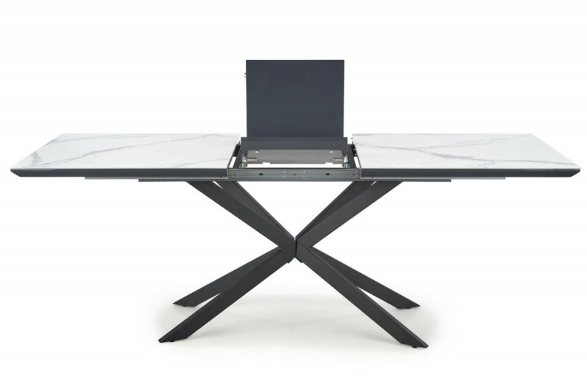 Rozkládací jídelní stůl DIESEL 160(200)x90 bílý mramor/černý