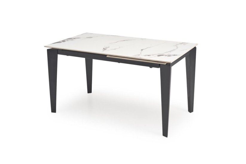 Rozkladací jedálenský stôl FELIX 141(201)x81 biely mramor/čierna