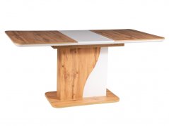 Rozkladací jedálenský stôl SYRIUSZ dub wotan/biely mat 120(160)X80