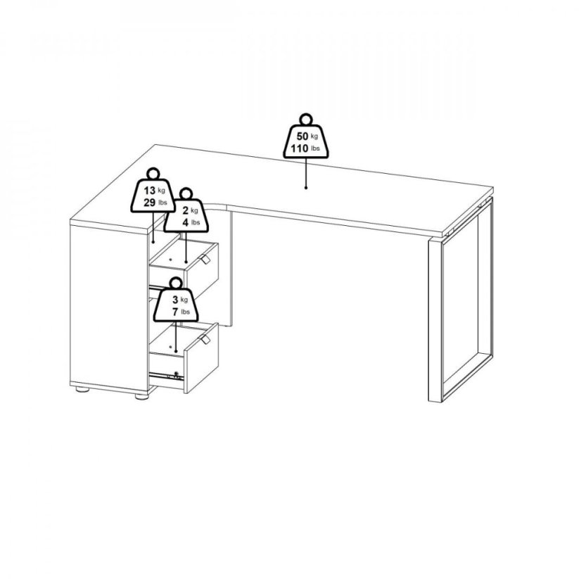 Doska písacieho stola Sigal 582 jackson hickory/biela