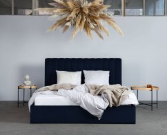Čalúnená posteľ MAGGIE modrá/kovový rám 160x200