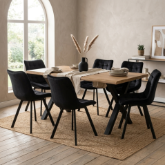 Jedálenský set 6+1 ROBUL 160 prírodný / NIKI čierna