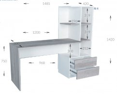 Pracovný stôl SHIMI pravý biela/sivá