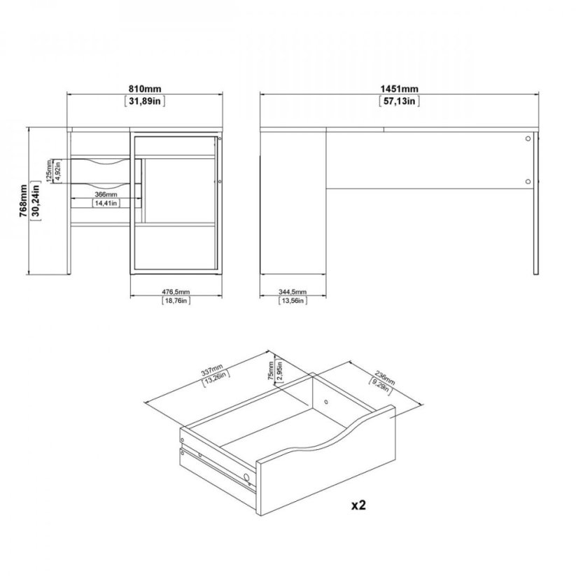 Psací stůl Felix 118 bílá/beton