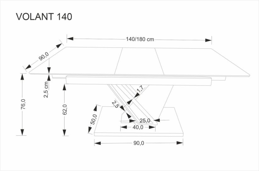 Rozkladací jedálenský stôl VOLANT 140(180)x90 čierny mramor/dub zlatý/čierna