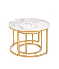 Konferenční stolek PAOLA - sada 2 ks bílý mramor/zlatý