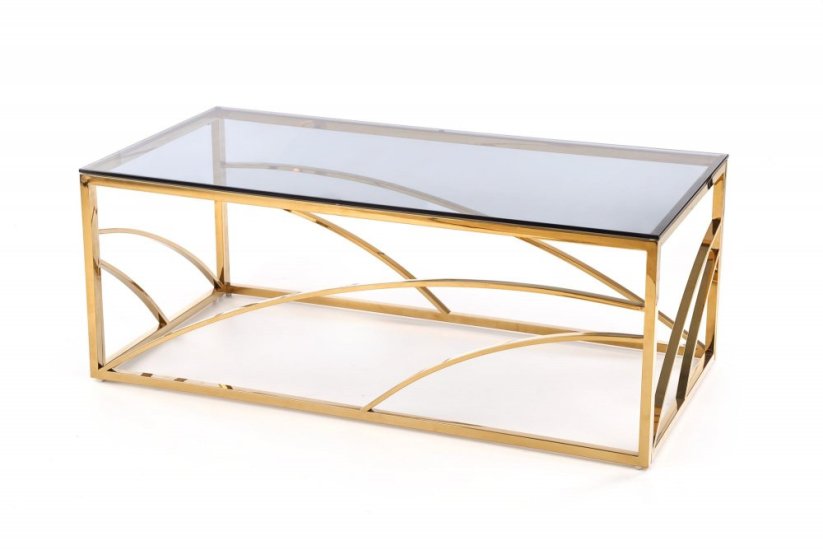 Konferenční stolek UNIVERSE 55x55 kouřové sklo/zlatý