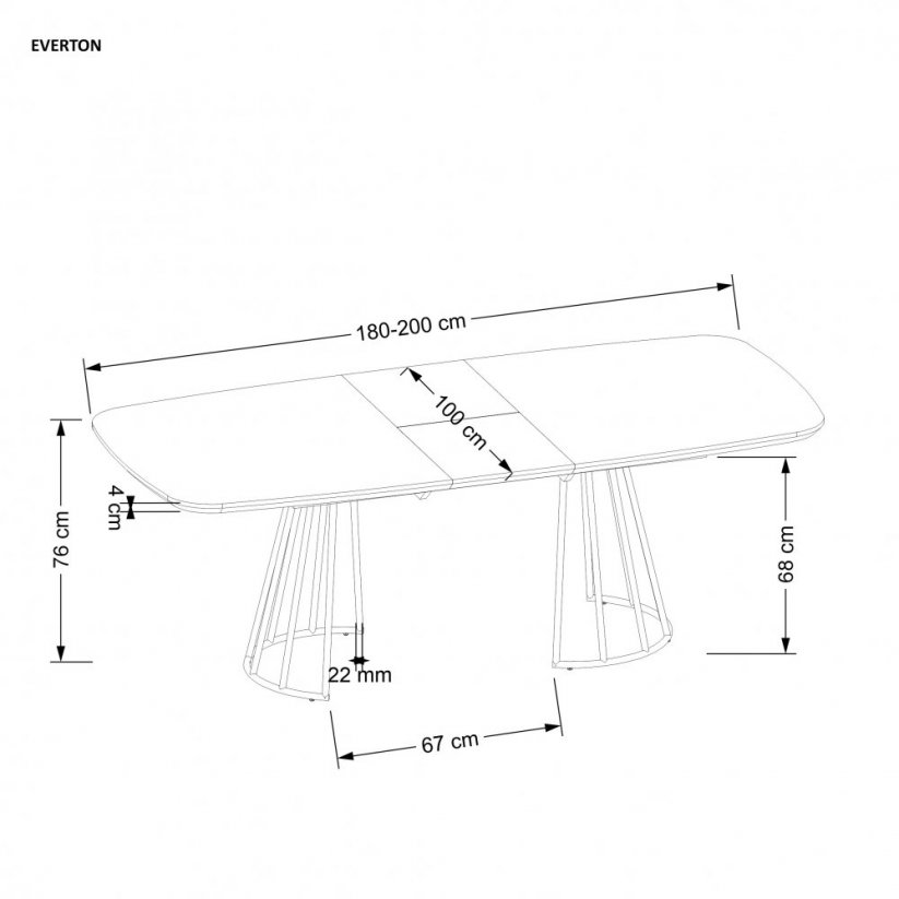Rozkladací jedálenský stôl EVERTON 180(200)x100 orech