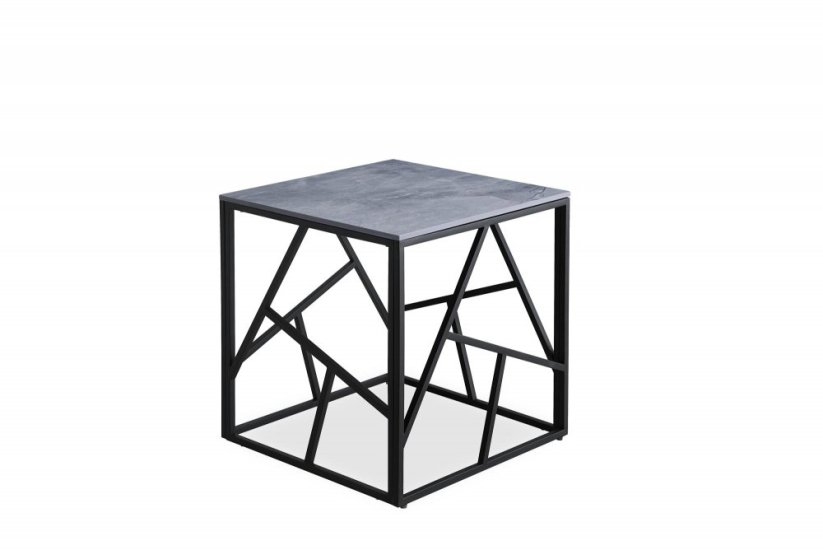 Konferenční stolek UNIVERSE 2 čtverec šedý mramor/černý