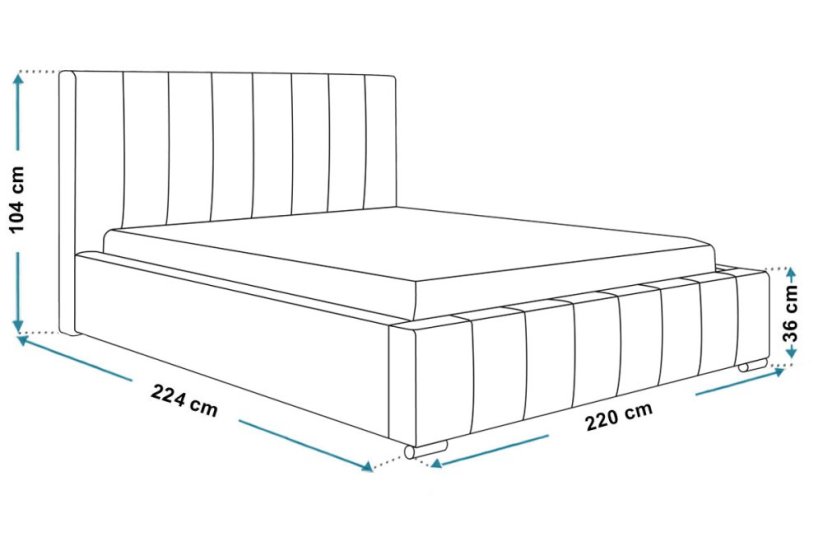 Čalouněná postel BED 10 200x200 světle šedá