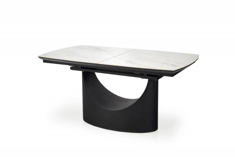 Rozkladací jedálenský stôl OSMAN 160(220)x90 biely mramor/čierny