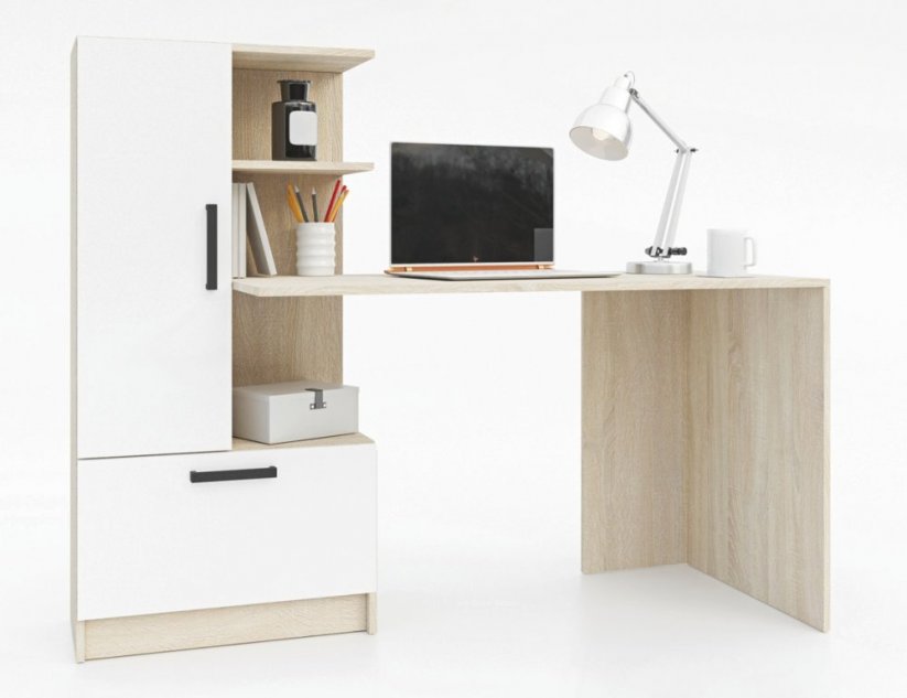 Pracovní stůl PRIVAS barva sonoma/bílá mat