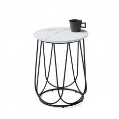 Konferenční stolek NUBIRA S bílý mramor/černý