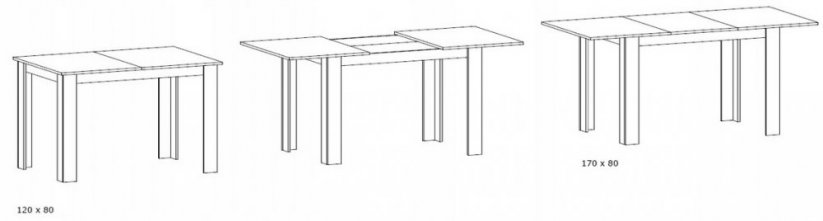 Jedálenský stôl rozkladací MANGA sonoma 120(170)x80