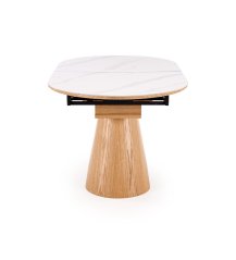 Rozkládací jídelní stůl SIRIUS 160(240)x90 bílý mramor / přírodní