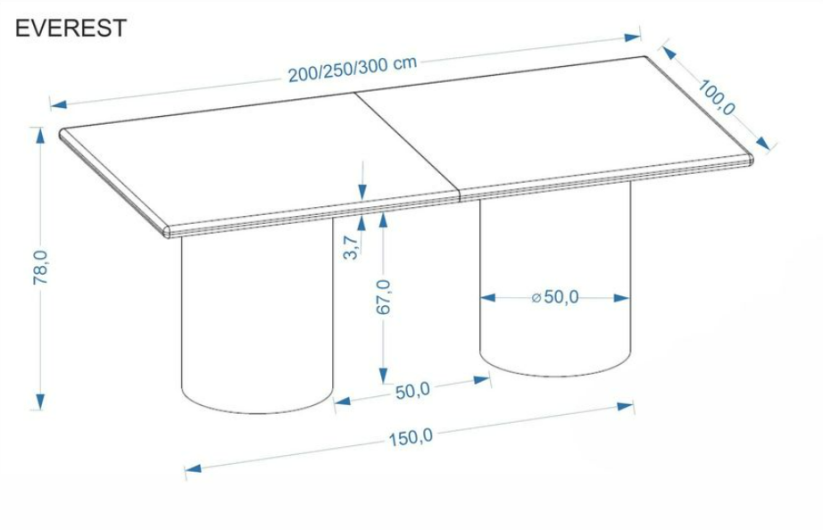 Rozkladací jedálenský stôl EVEREST 200(300)x100 dub prírodný matný